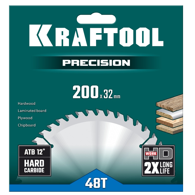 Пильный диск по дереву Kraftool Precision 36952-200-32, 200 х 32 мм, 48Т  в Рыбинске