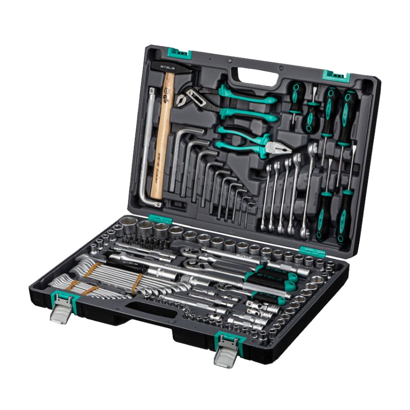 Набор инструментов Stels 14107 (1/2", 1/4", 3/8", пластиковый кейс, 142 предмета) в Муроме