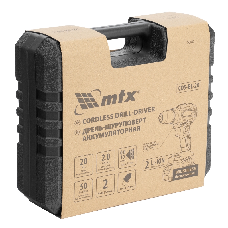 Дрель-шуруповерт аккумуляторная бесщеточная MTX CDS-BL-20 26187  Li-Ion, 20 В в Муроме
