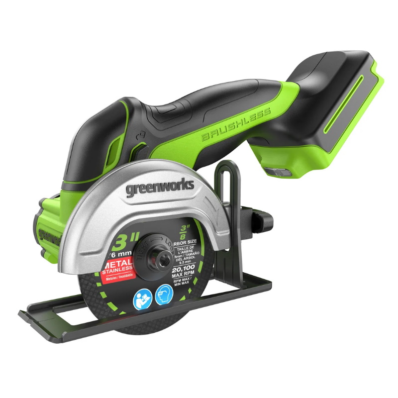 Угловая шлифмашина (болгарка) аккумуляторная Greenworks GD24UCS 3402007CUA, 76 мм, 24 В, плавный пуск, регулировка оборотов в Череповце