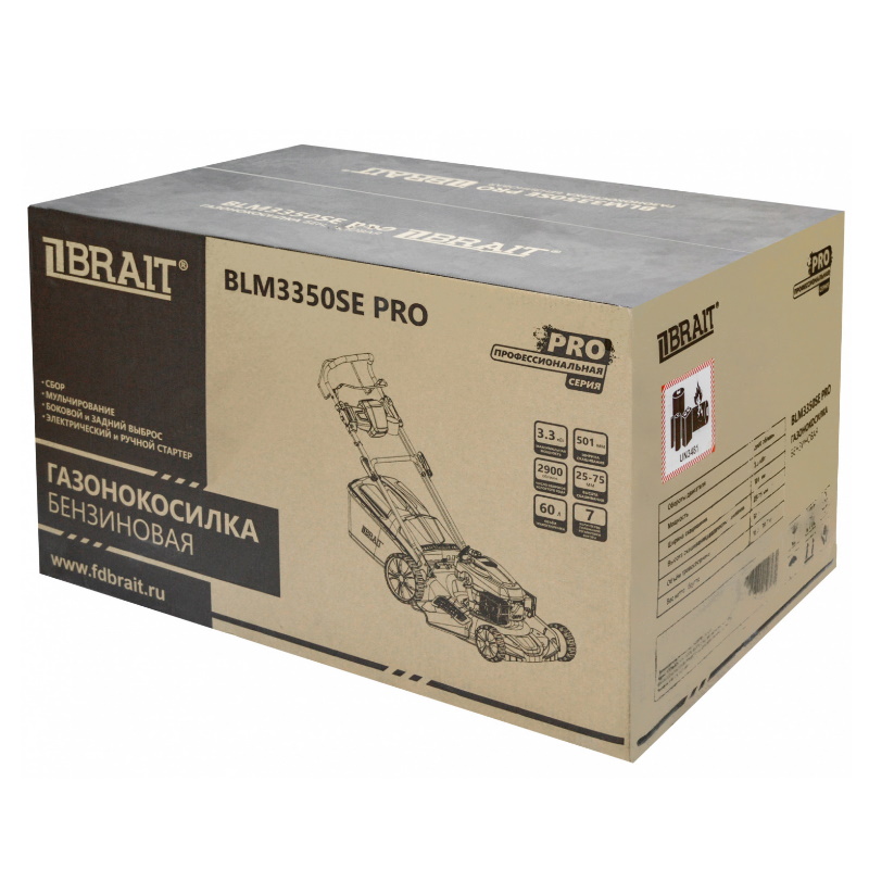 Газонокосилка бензиновая Brait BLM3350SE PRO, ширина скашивания 50,1 см, самоходная06.03.015.102 в Муроме