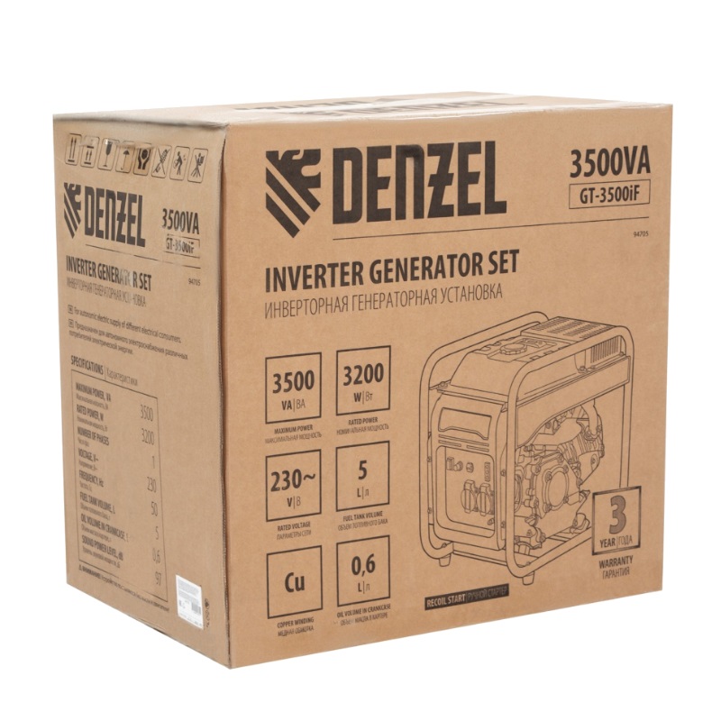 Инверторный генератор Denzel GT-3500iF, 94705 во Владимире