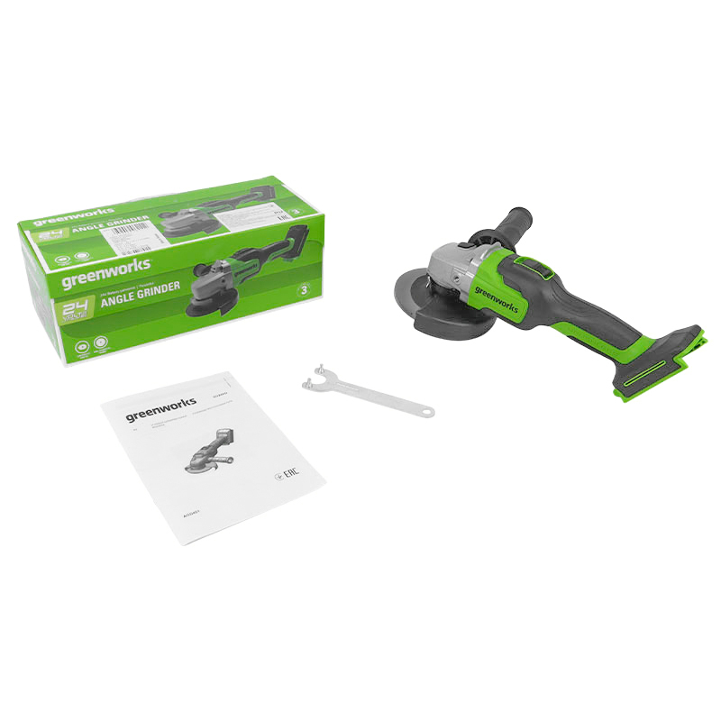 Угловая шлифовальная машина аккумуляторная Greenworks GD24AG 3200207 (без АКБ и ЗУ) в Ярославле