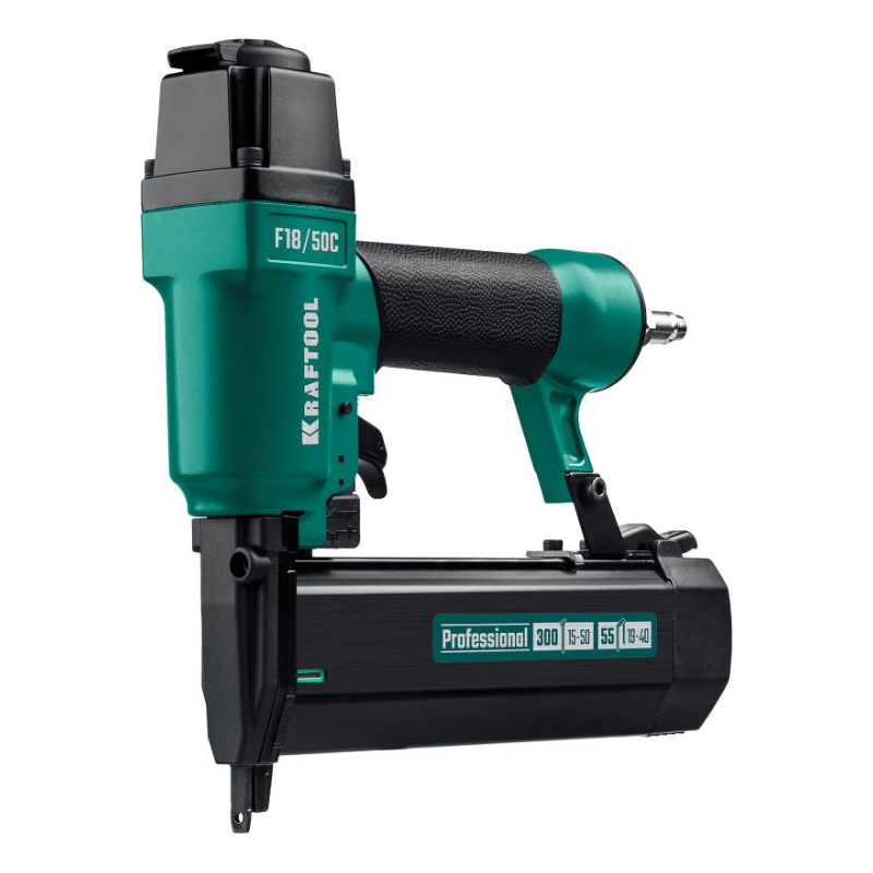 Пневматический нейлер-степлер гвоздескобозабиватель 2-в-1 Kraftool F1850C 31962 скобы тип 55 19-40 мм 300 15-50мм
