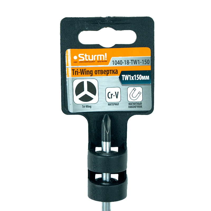 Отвертка Sturm 1040-18-TW1-150, Tri-Wing TW1x150 мм, CrV, магнитный наконечник в Угличе