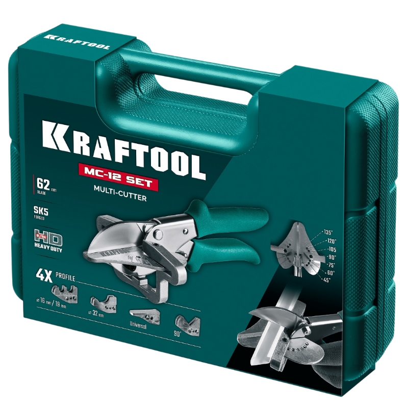 Угловые ножницы Kraftool MC-12 23372-12, для различных профилей из пластика и резины, с набором сменных губок в Рыбинске