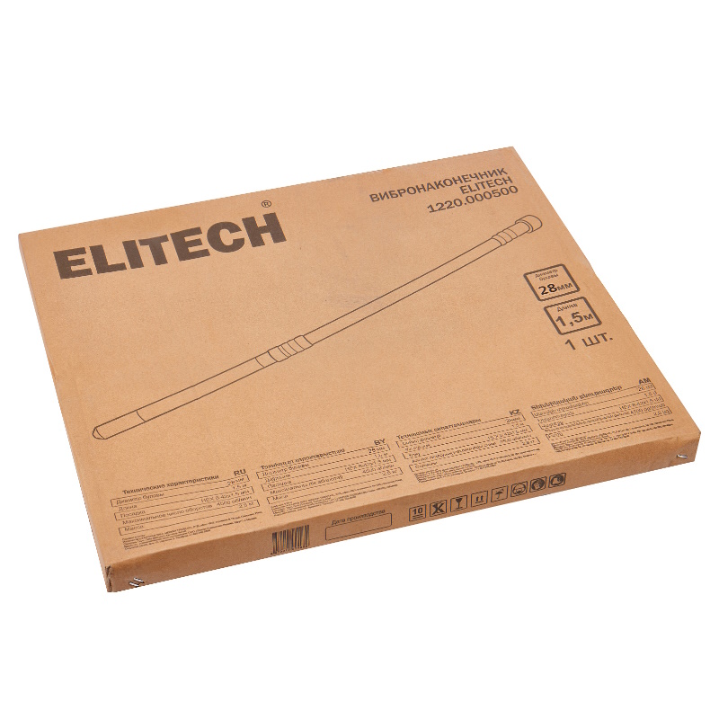 Вибронаконечник для бетона Elitech 1220.000500 181806, HEX 8-42х1.5 мм, ф булавы 25 мм, длина 1.5 м во Владимире