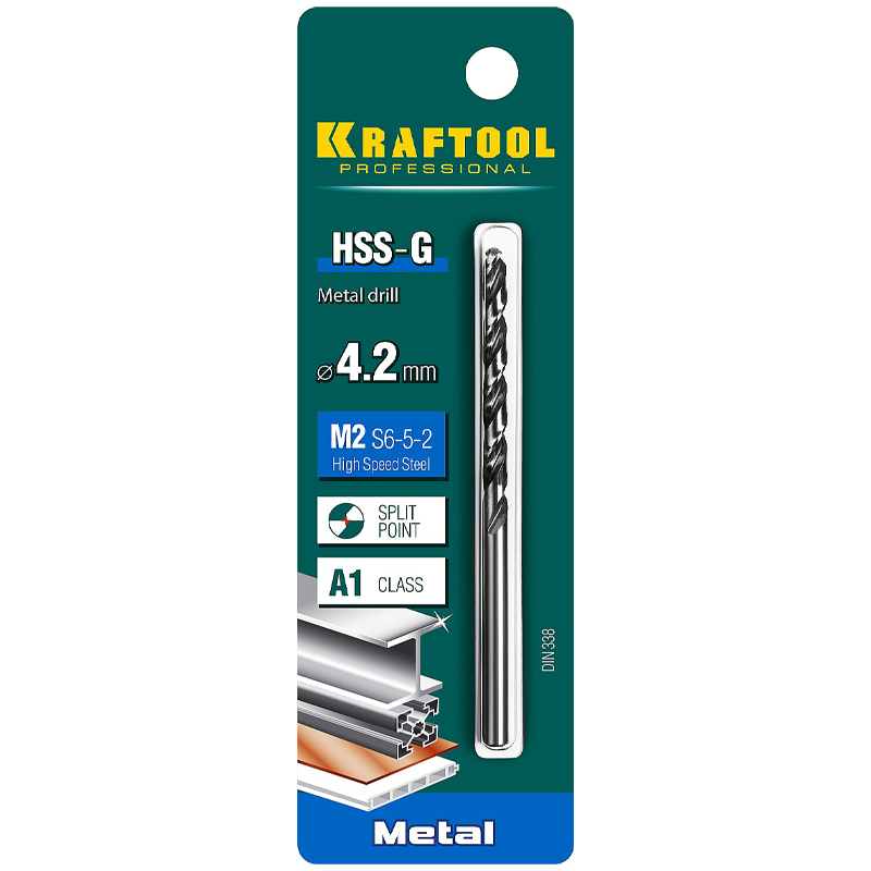 Сверло по металлу Kraftool HSS-G 4.2 х75мм, 29651-4.2, сталь М2(S6-5-2)  в Твери