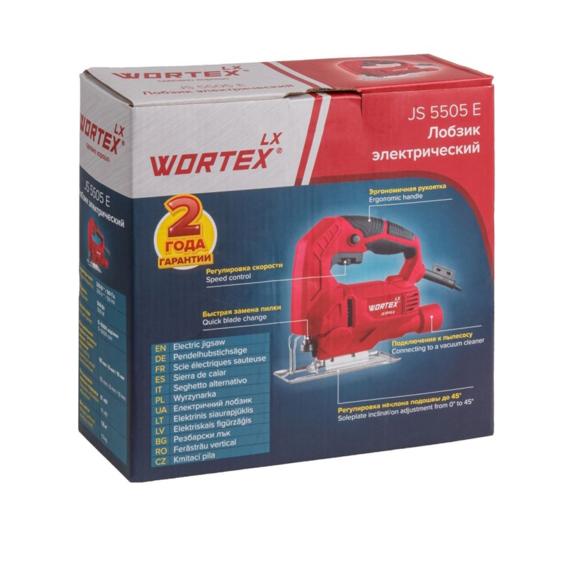 Лобзик электрический Wortex LXJS 5505 E 0319212, в коробке, 500 Вт, 0-3000 ход/мин, пропил до 55 мм в Рыбинске