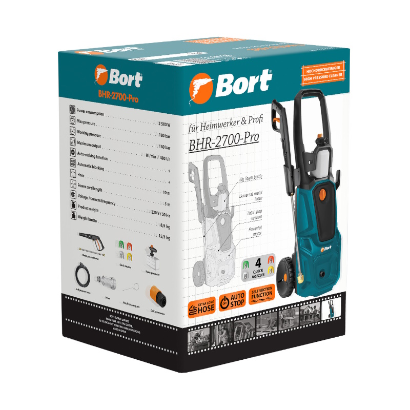 Мойка высокого давления Bort BHR-2700-Pro 93416121, 180 бар в Туле