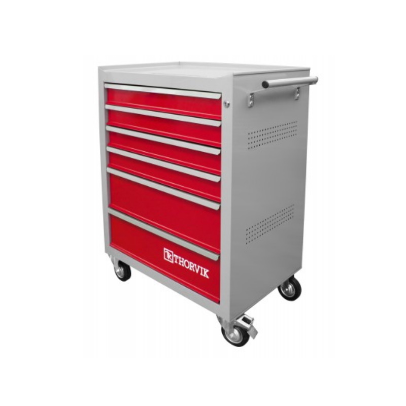 Тележка инструментальная Thorvik TT6GR-R 053402 6-ти полочная (серая с красными ящиками) в Муроме