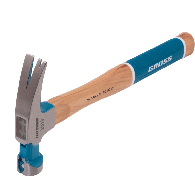 Молоток-гвоздодер Gross AMERICAN HICKORY 10419, 560 г, угол 75, магнит, обрезиненная рукоятка