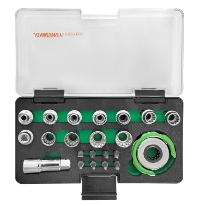Головки торцевые Jonnesway RD05H22S 046626, SPLINE М4-13, с дисковым трещоточным механизмом и аксессуарами в наборе, 22 предмета в Муроме