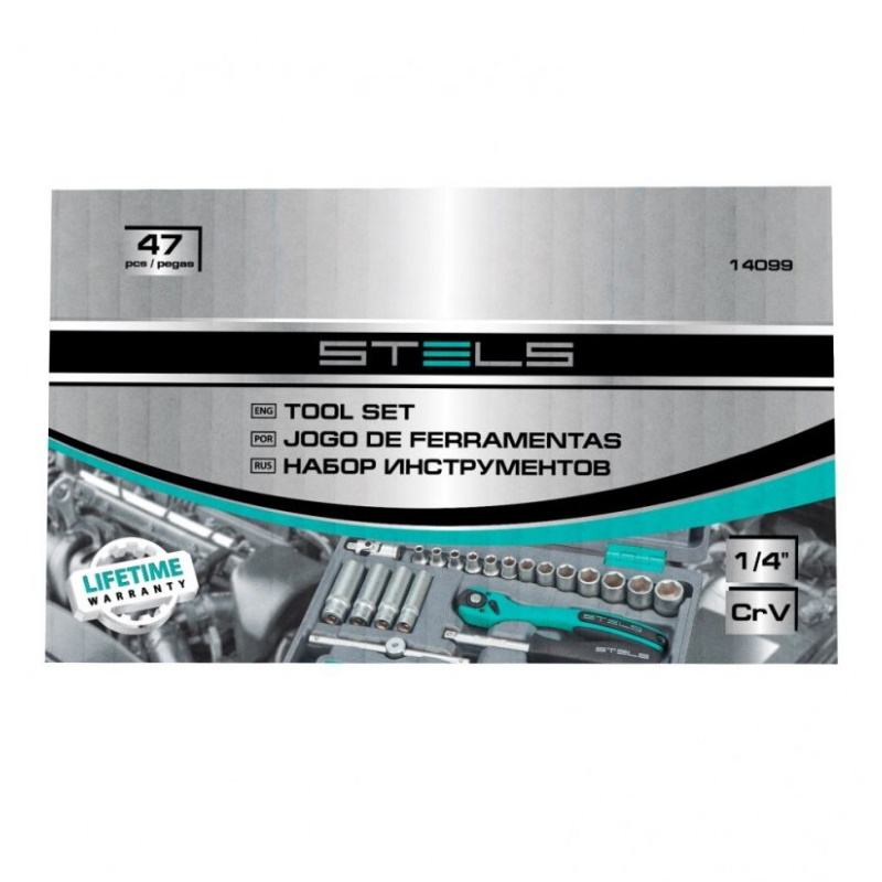 Набор инструмента Stels 14099, 1/4", CrV, S2, усиленный кейс, 47 шт. в Череповце