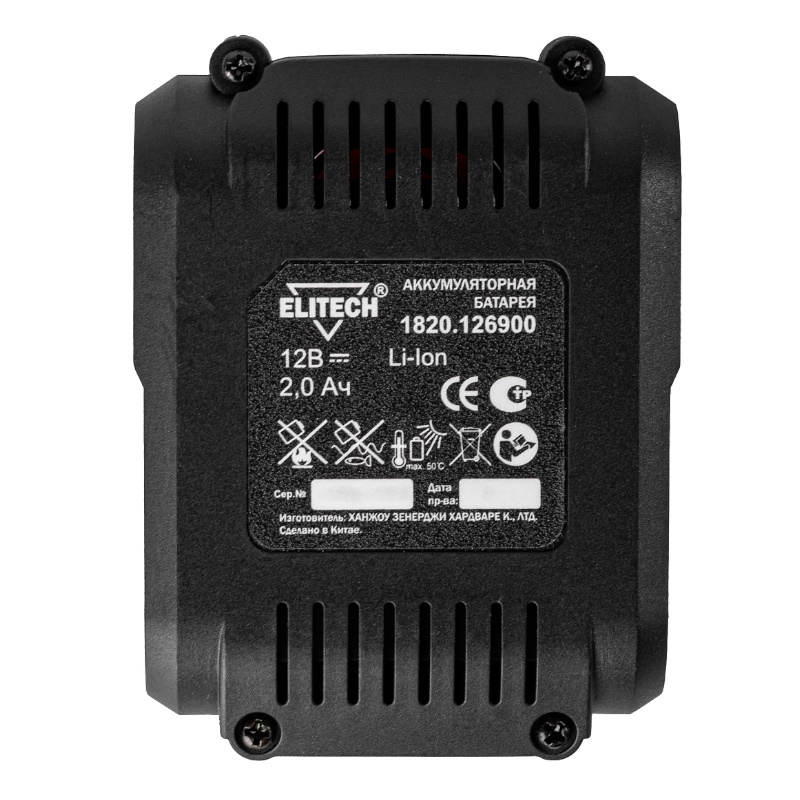 Аккумулятор Elitech 1820.126900 200216, 12 В, 2.0 Ач Li-ion, для ДА10.8-12СЛ, слайдер в Муроме