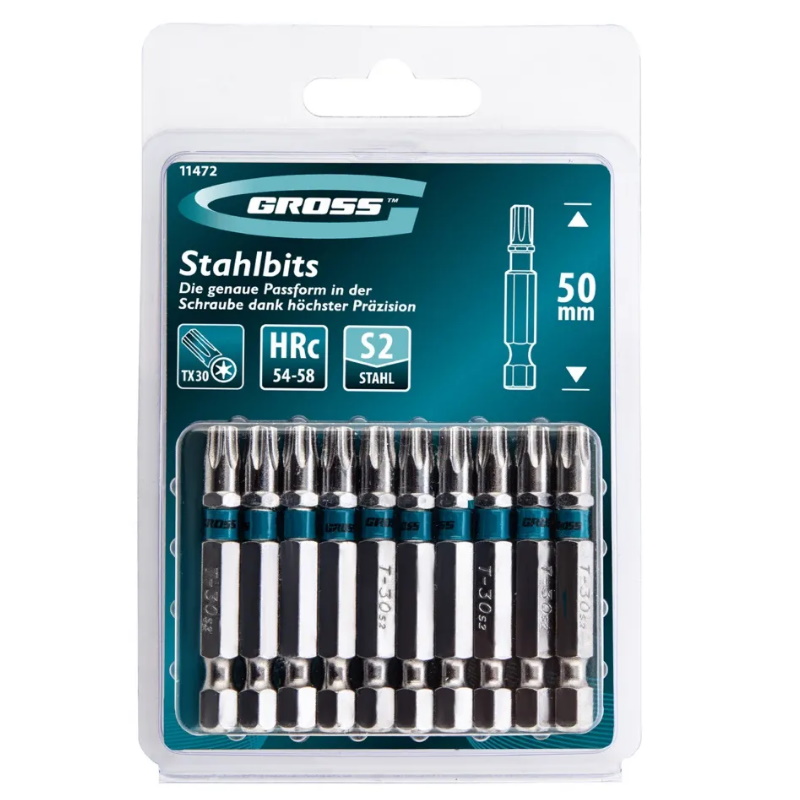 Набор бит Gross 11472 TORX 30х50, сталь S2 10 шт.  в Ярославле