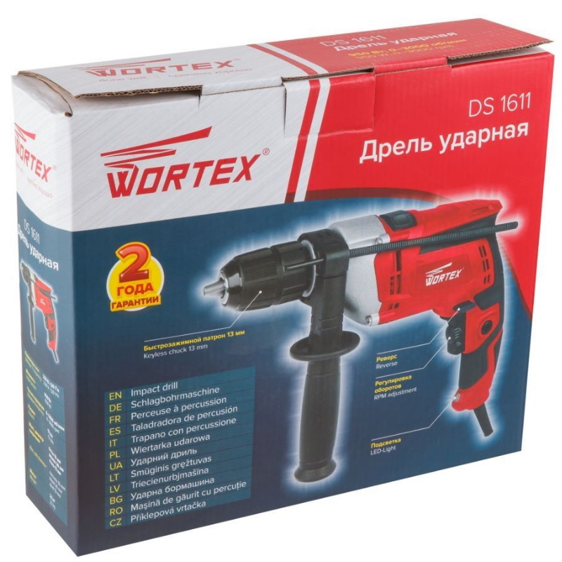 Дрель ударная Wortex DS 1611 DS161100029, в коробке 950 Вт, 1 скорость, 30 мм в дереве