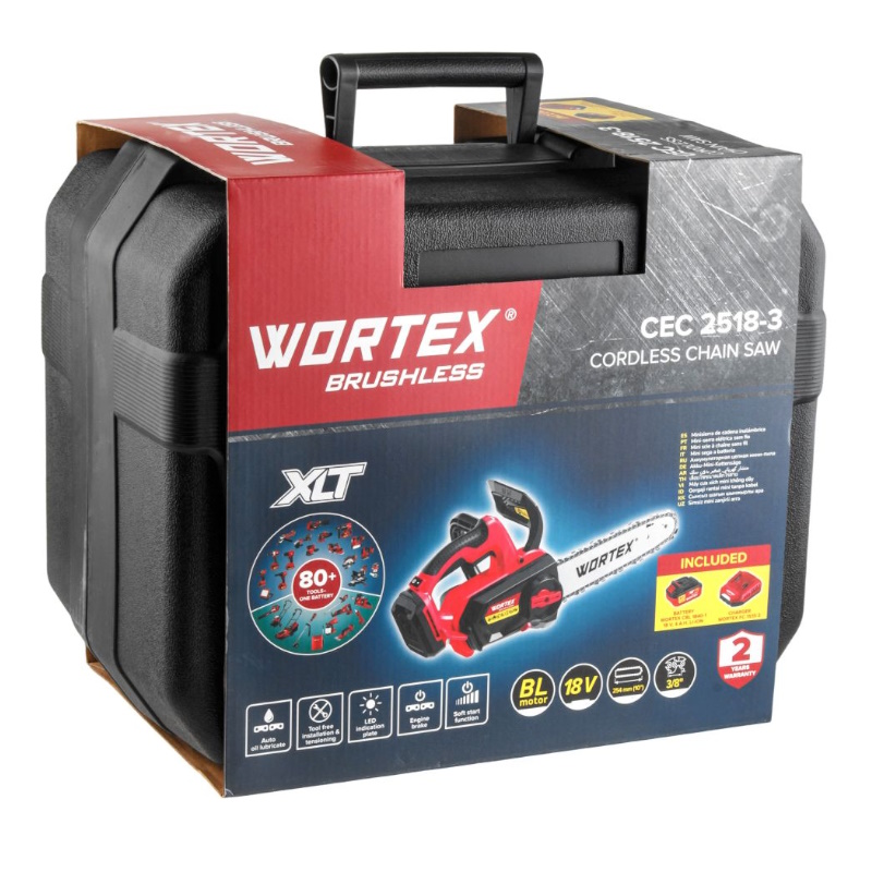 Аккумуляторная пила цепная Wortex CEC 2518-3 ALL1 XLT SET 2325004, в чемодане, бесщеточная,18 В, 25.4 см в Туле