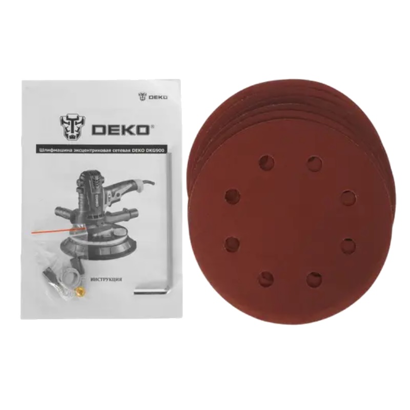 Шлифмашина эксцентриковая Deko DKG900 063-2207 (180 мм, 900 Вт, для стен и потолков, с LED подсветкой) в Муроме