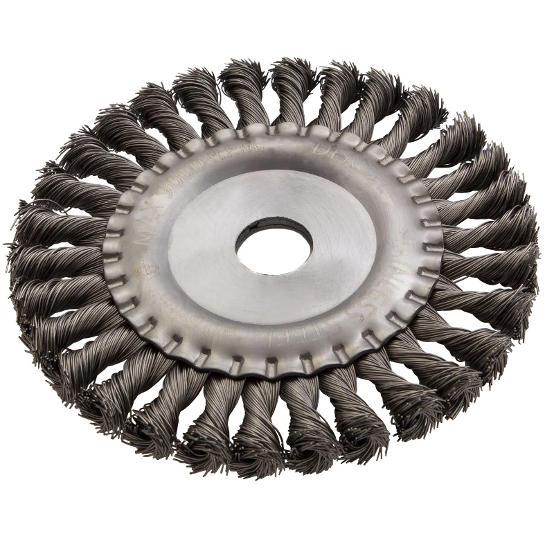 Щетка для УШМ Denzel 746343 150 мм плоская крученая нержавеющая проволока 05мм посадка 222 мм 928₽