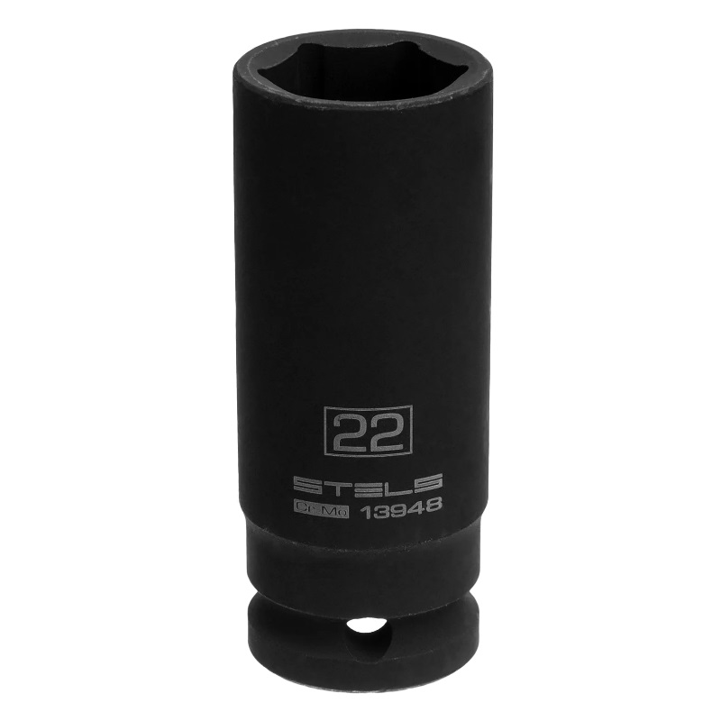 Головка ударная удлиненная шестигранная Stels 13948, 22 мм, 1/2", CrMo в Кинешме