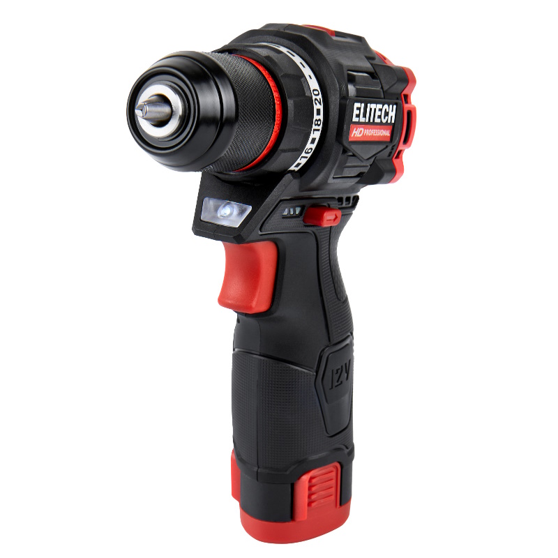 Дрель аккумуляторная Elitech HD CD 12L2 (E2201.038.01) 205713, бесщеточный, 12В, 2х2.0Ач, Li-ion, E-Power, БЗП-10 мм