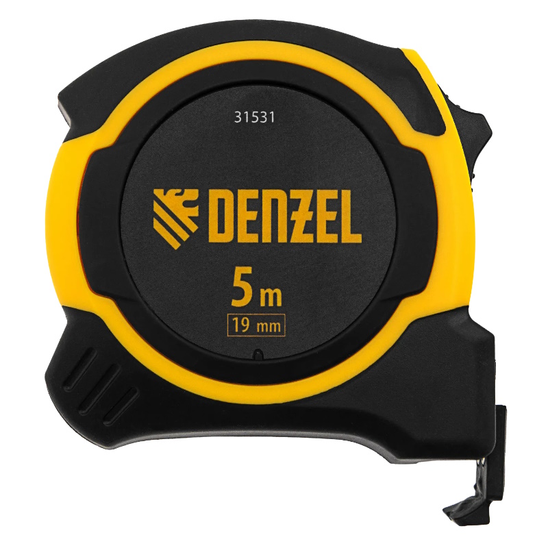 Рулетка Denzel 31531, 5м х 19мм, двухкомп. корпус, магнитный обрезиненный зацеп  в Иваново