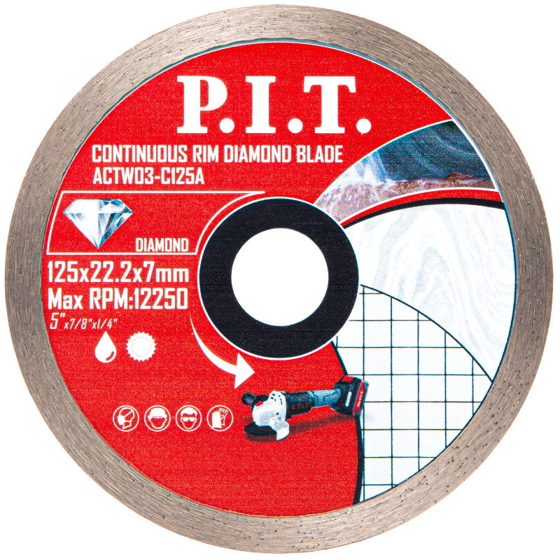 Диск алмазный отрезной сплошной P.I.T. ACTW02-T125, 125x22,2x1,4 мм  в Муроме