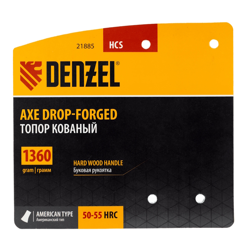 Топор кованый Denzel 21885, 1360 г, американский тип, буковая рукоятка, 700мм, EFP