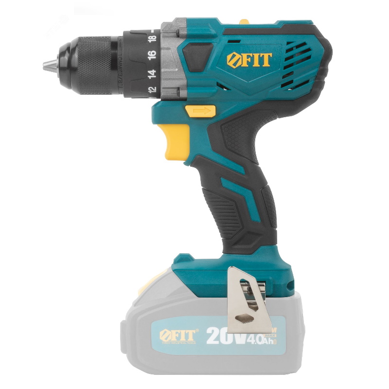 Дрель-Шуруповерт Fit 79905, аккумуляторный, 20 В, 0-400/1400 об/мин, 40 Нм, 1,4 кг, рез. накл., без АКБ в Кинешме