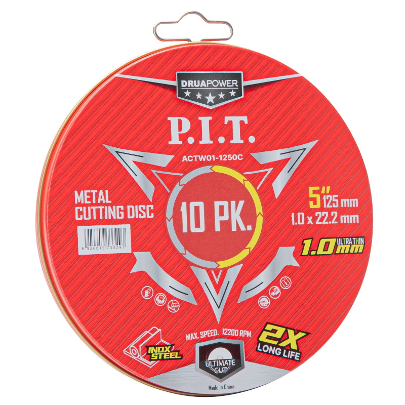 Диск отрезной по металлу и нержавеющей стали P.I.T. DRUA ACTW01-1250C, 10 уп. х 10шт. (100 шт.) + картонный дисплей в Иваново
