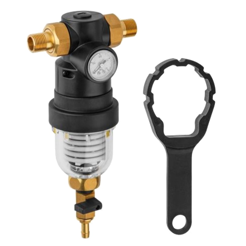 Фильтр самоочищающийся AV Engineering AVE115701KG резьба 12 нар с манометром инд упак 3734₽