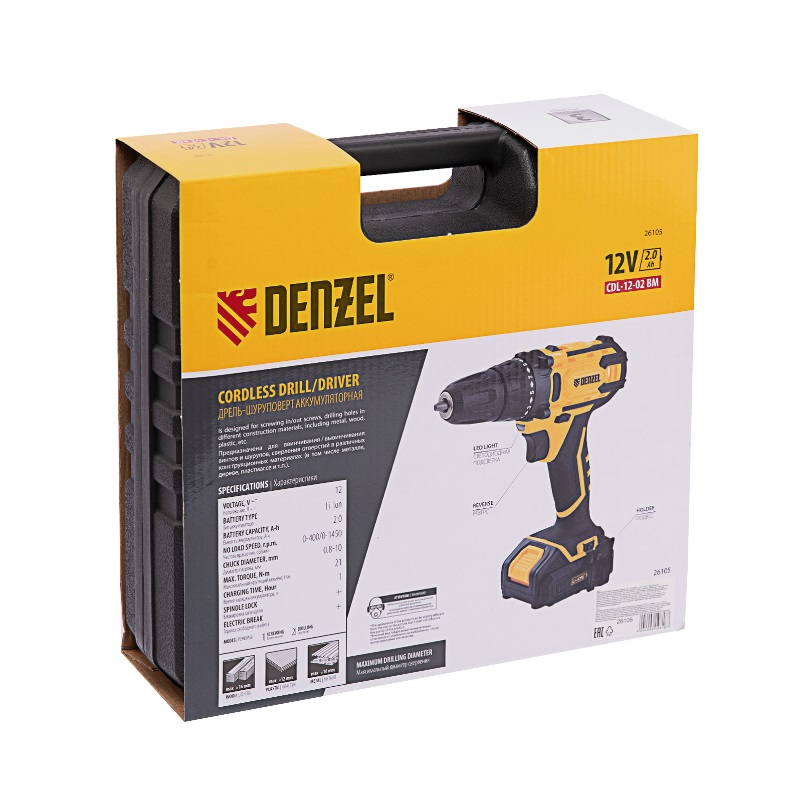 Дрель-шуруповерт аккумуляторная Denzel CDL-12-02BM 26105 в Муроме