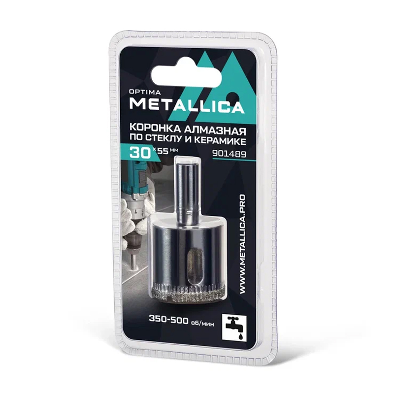 Коронка алмазная Metallica Optima 901489 (30x55 мм, #80, по стеклу, плитке, 1 шт, в блистере) в Угличе