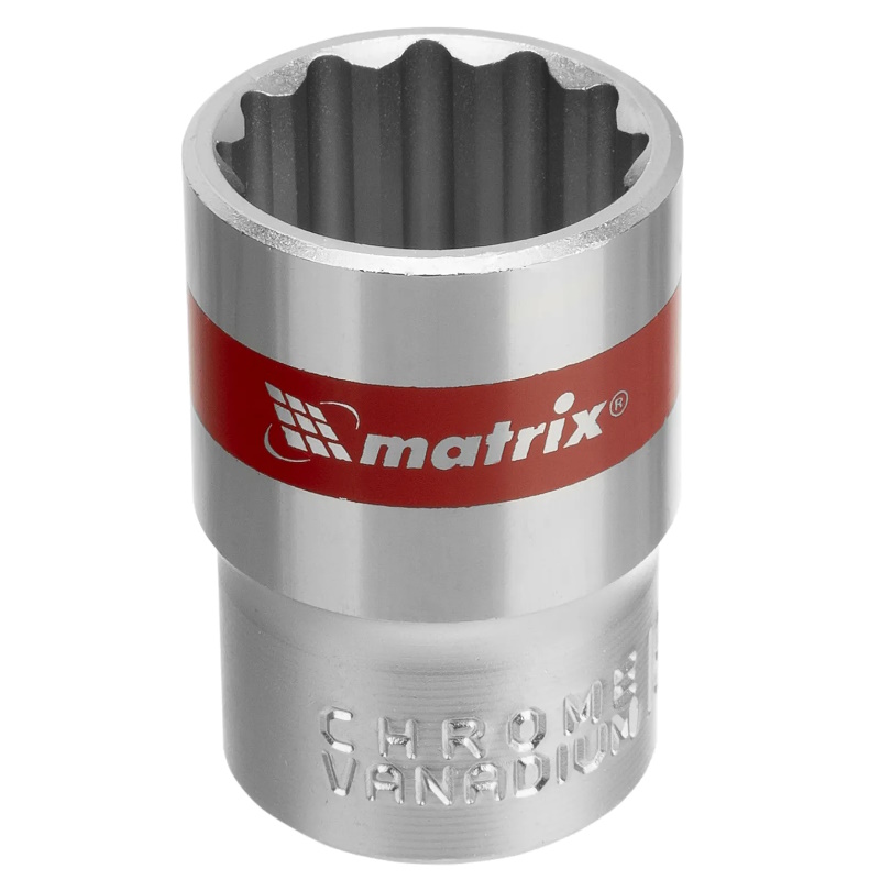 Головка торцевая Matrix 13691, 19 мм, 12-гранная, CrV, под квадрат 1/2", хромированная
