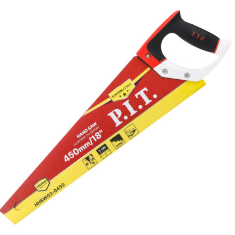 Ножовка по дереву P.I.T. CONTROL HHSW03-0450, 450 мм, 7 TPI, трёхгранная заточка, сталь 65Mn в Муроме