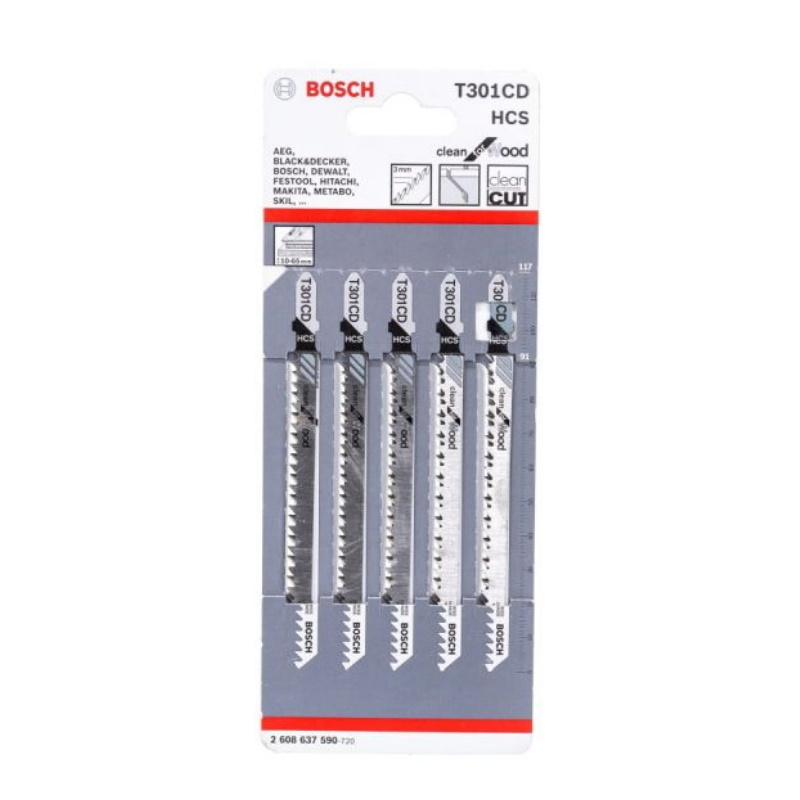 Пилки для лобзика Bosch 2.608.637.590 (T301CD, HCS, 5 шт.) в Твери