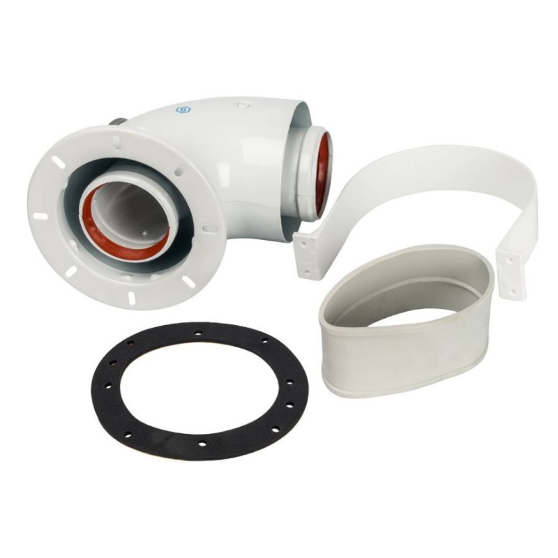 Элемент дымохода DN60/100 адаптер для котла Stout SCA-6010-240190 угловой 90° коаксиальный в Костроме