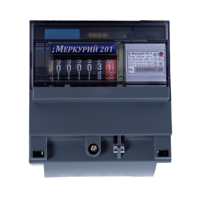 Бытовой счетчик электроэнергии Инкотекс "Меркурий" 201.5 00000032419 63289 (кол-во фаз: 1, ток: 5 А) в Туле