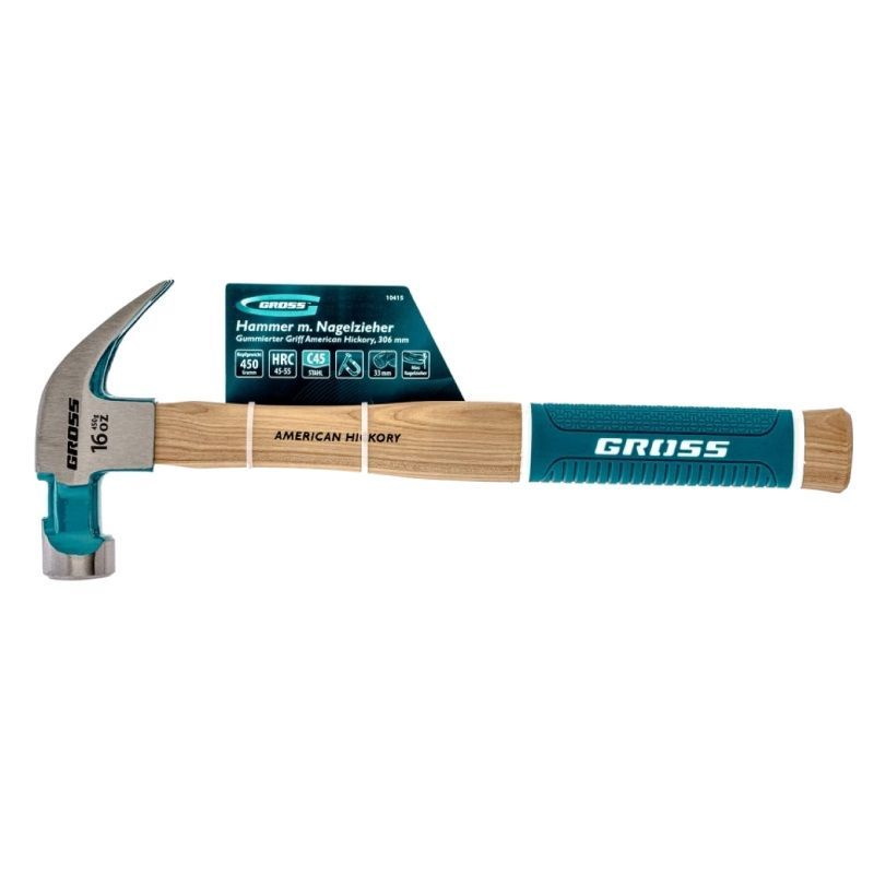 Молоток-гвоздодер Gross American hickory 10415 (вес бойка 450г, угол 45, магнит, обрезиненная рукоятка) в Иваново