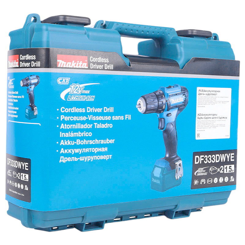 Дрель-шуруповерт аккумуляторная Makita DF333DWYE (бытовая, вес 1,1 кг, безударная)