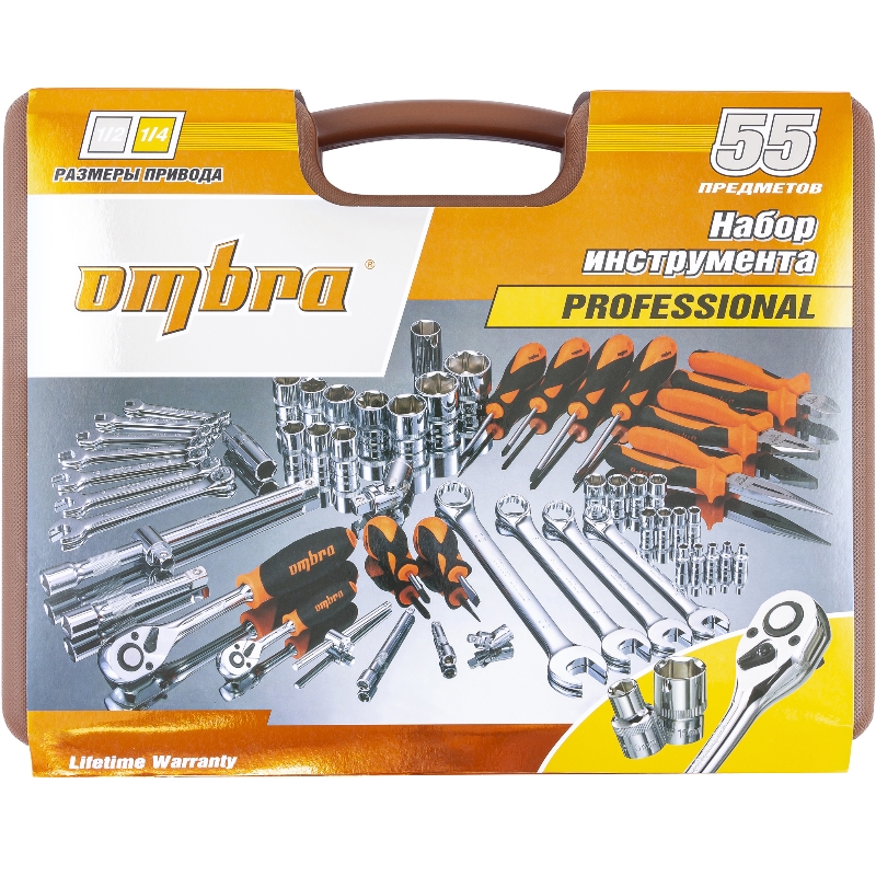 Набор инструмента универсальный Ombra OMT55S, 1/4", 1/2"DR, 55 предметов в Иваново