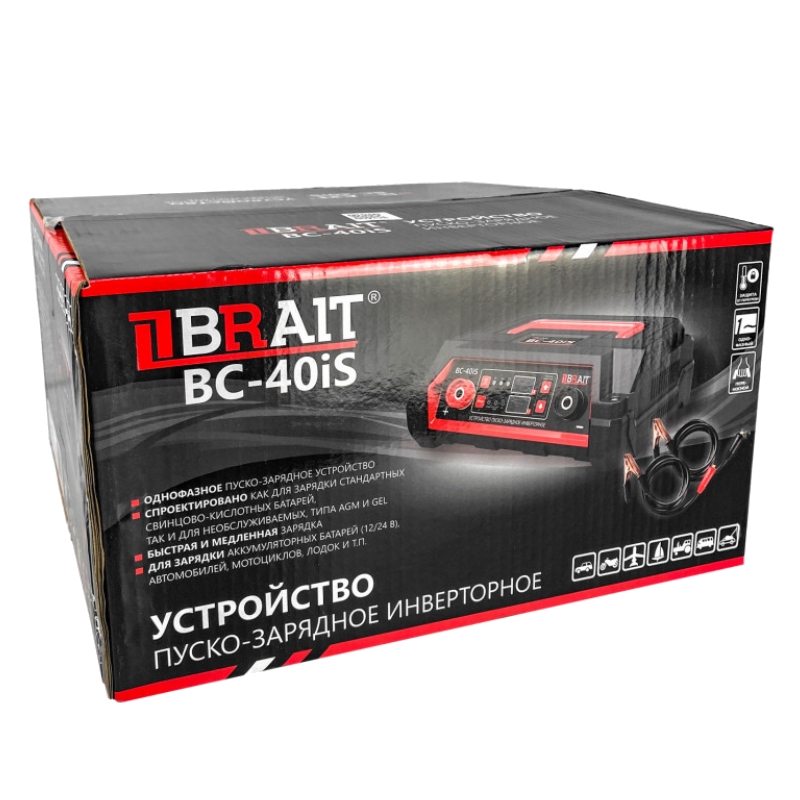 Устройство пуско-зарядное Brait BC-40iS 19.01.019.043, инверторное 820Вт; 12/24В; 5-300Ач; 300/200А в Рыбинске