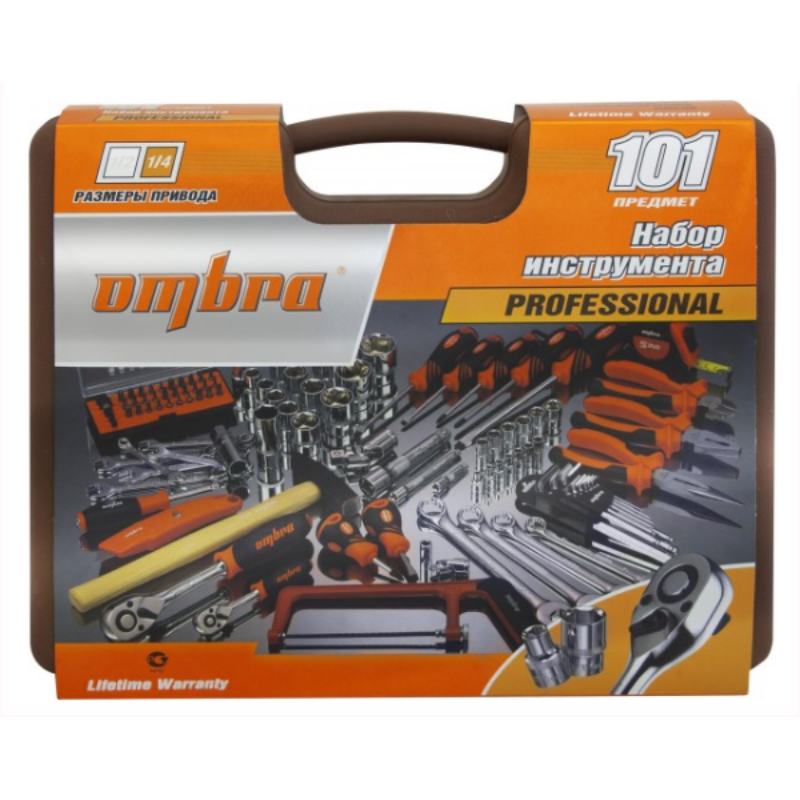 Набор инструмента универсальный Ombra OMT101S, 1/4", 1/2"DR, 101 предмет