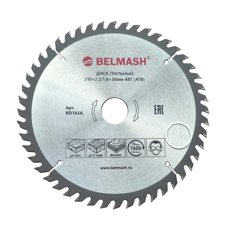 Диск пильный по дереву Belmash RD163A (210x2,2/1,6x30 48T) в Иваново