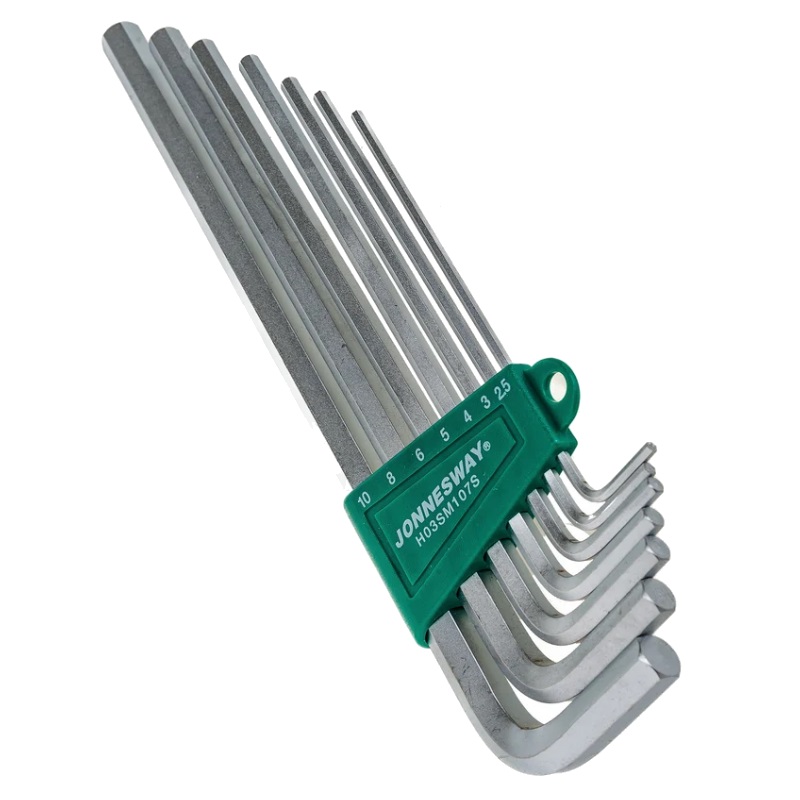 Комплект угловых шестигранников Jonnesway EXTRA LONG H03SM107S, 2,5-10 мм, 7 предметов, S2 материал в Кинешме