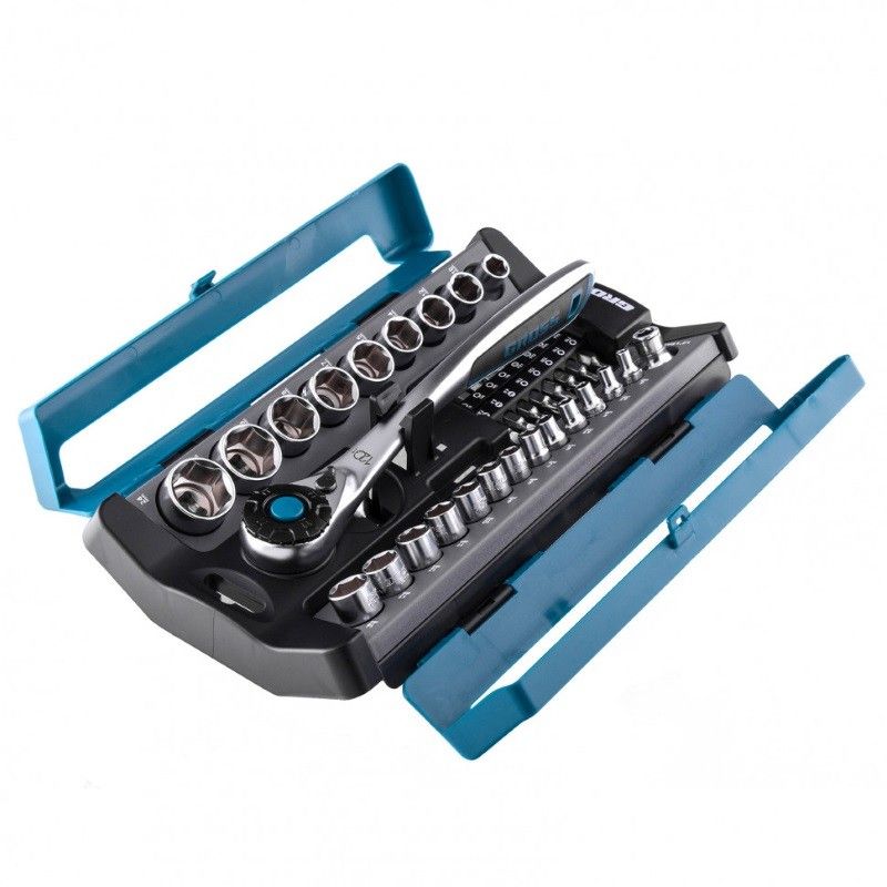 Набор торцевых головок Gross 14143, трещотка 120 зубьев, 1/2", 1/4", CrV, 41 предмет