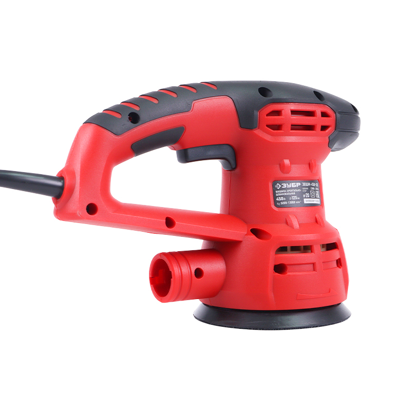 Орбитально-шлифовальная машина по дереву Зубр ЗОШМ-450-125 (работа с пылесосом, вес 2 кг)