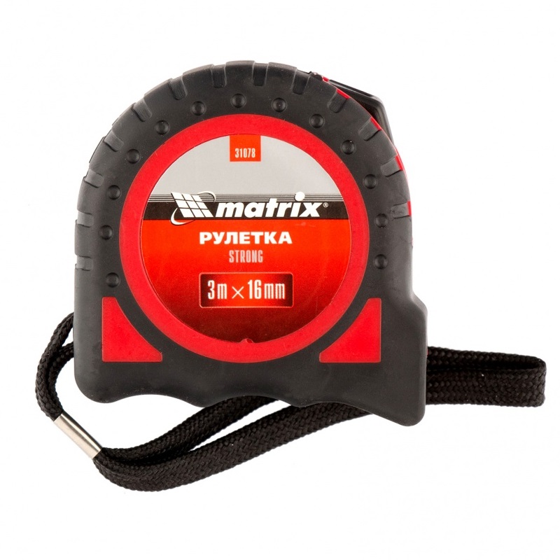 Рулетка Matrix Strong 31078 (3 м, 16 мм, обрезиненный корпус)