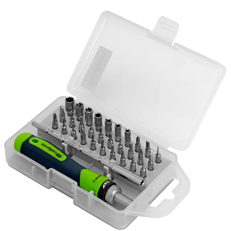 Отвертка реверсивная для точных работ Сибртех 13370, 32 пред., PH + SL + PZ + Torx + Hex + TT, CrV, 2к рукоятка в Переславле